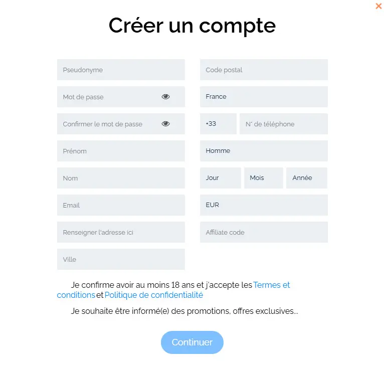 Proceso de registro BOO CASINO